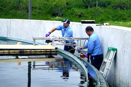 PWA W&S Engineers working on the water pool in Moorpark.